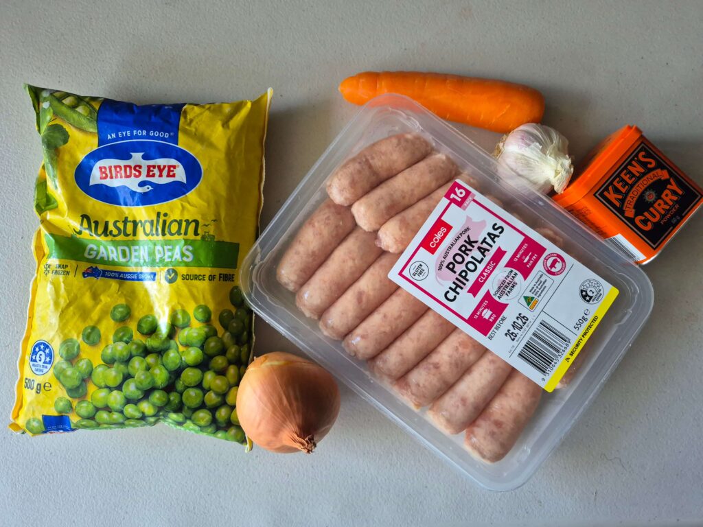 Curried sausages